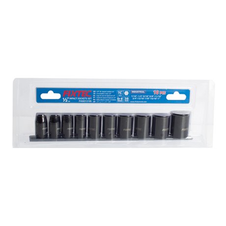 Fixtec 10pcs 1/2" Dr.Deep Impact Socket Set
