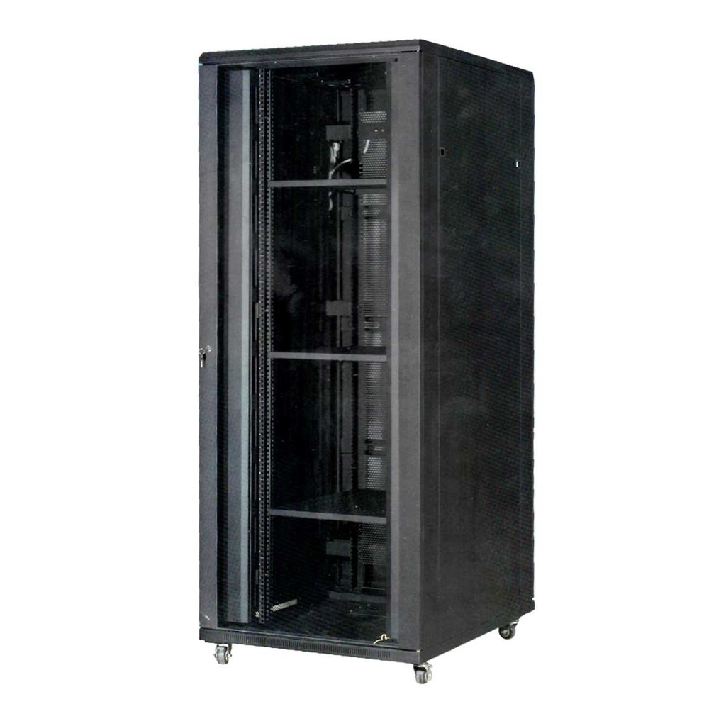 [AS8042] Tidy-Net Floor Cabinet 42U 800X1000 (Glass Front Door)4 fans+1 shelf+side lock