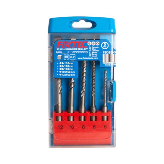 [FSDSDK502] Fixtec 5PCS SDS + Hammer Drill Bits Set