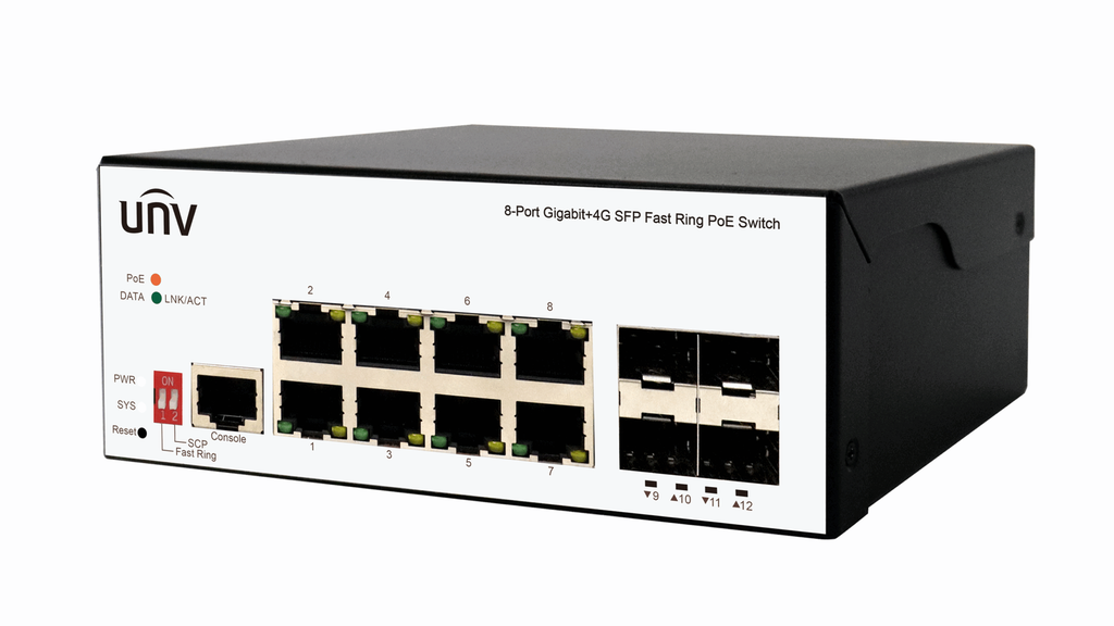 [ISW5000-8GT4GP-POE-IN] UNV Industrial POE Switch 8 Ports POE (Bundled with Power Adaptor)
