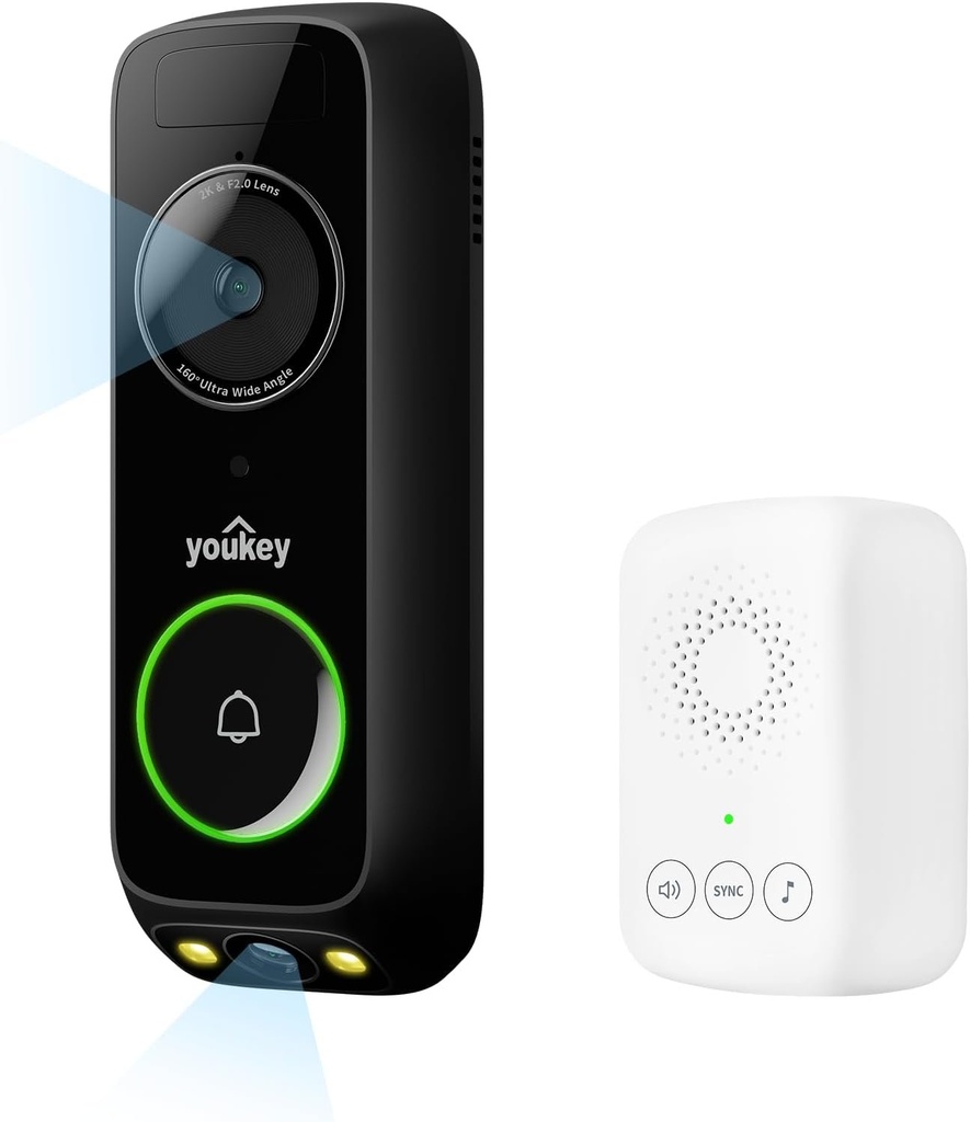 [DB312] YOUKEY - Battery Dual-cam Doorbell Kit (Including 1 PCS Bell)