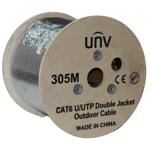 UNV Cat6 network cable UTP 305m-4P*0.52mm-outdoor-double sheath PVC+PE-Black