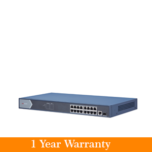 [DS-3E0518P-E/M] Hikvision 16 Port Gigabit Unmanaged POE + 2 SFP Switch