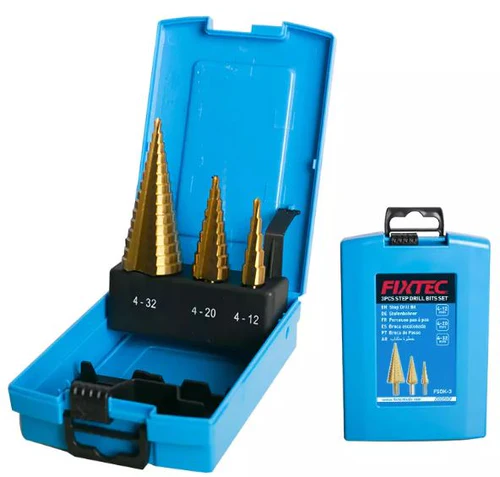 Fixtec 3pcs Metal step drill bits set (toupille)