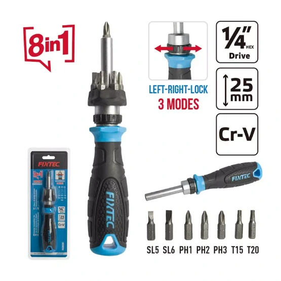 FIXTEC 8PCS RATCHET SCREWDRIVER SET
