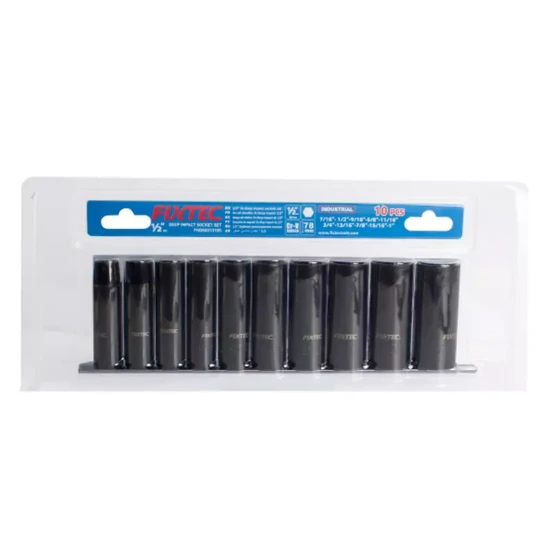 Fixtec10PCS 1/2" DR.DEEP IMPACT SOCKET SET