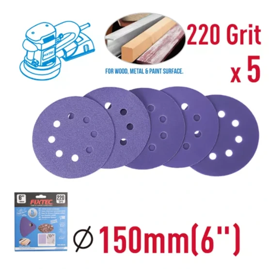 [FASP150-5] FIXTEC 5PCS SANDING PAPER 150MM