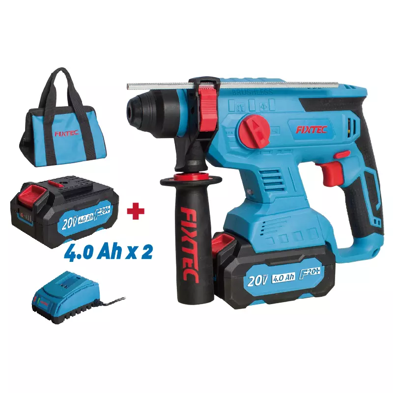Fixtec 20V LI-ION BRUSHLESS ROTARY HAMMER with Battery, Charger and carrying ...