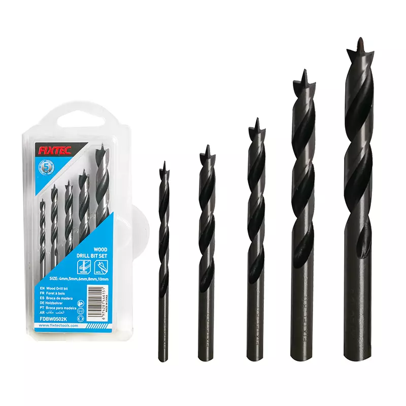 [FDBW0502K] Fixtec 5pcs Wood Twist Drill Bits Set