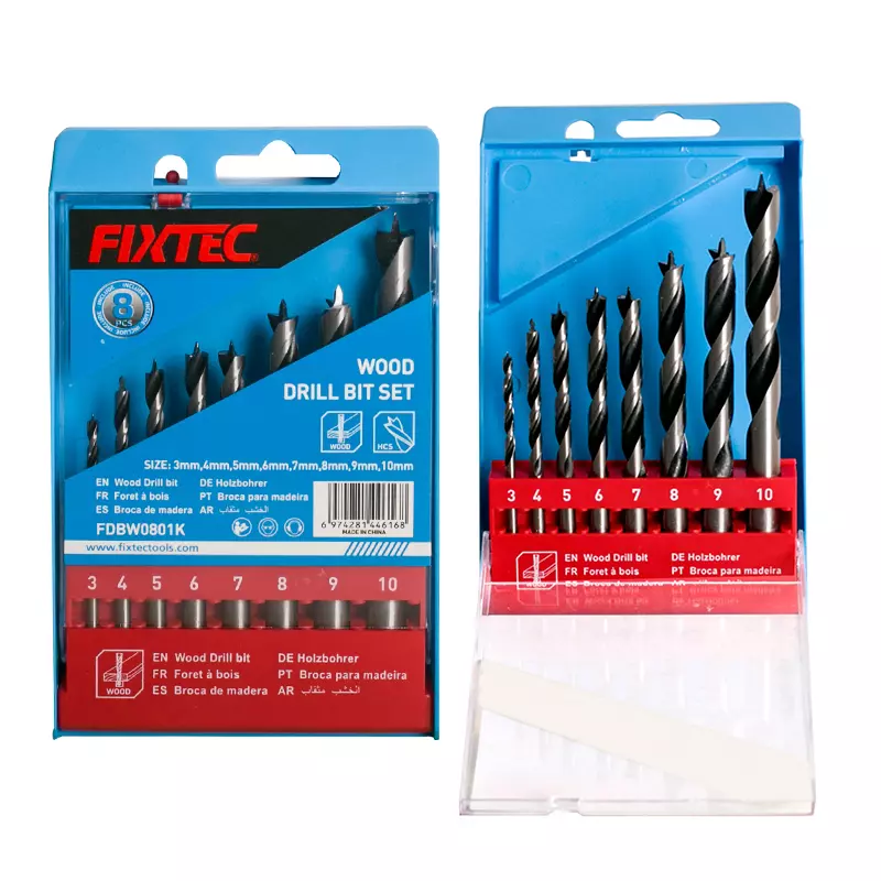 [FDBW0801K] Fixtec 8pcs Wood Twist Drill Bits Set